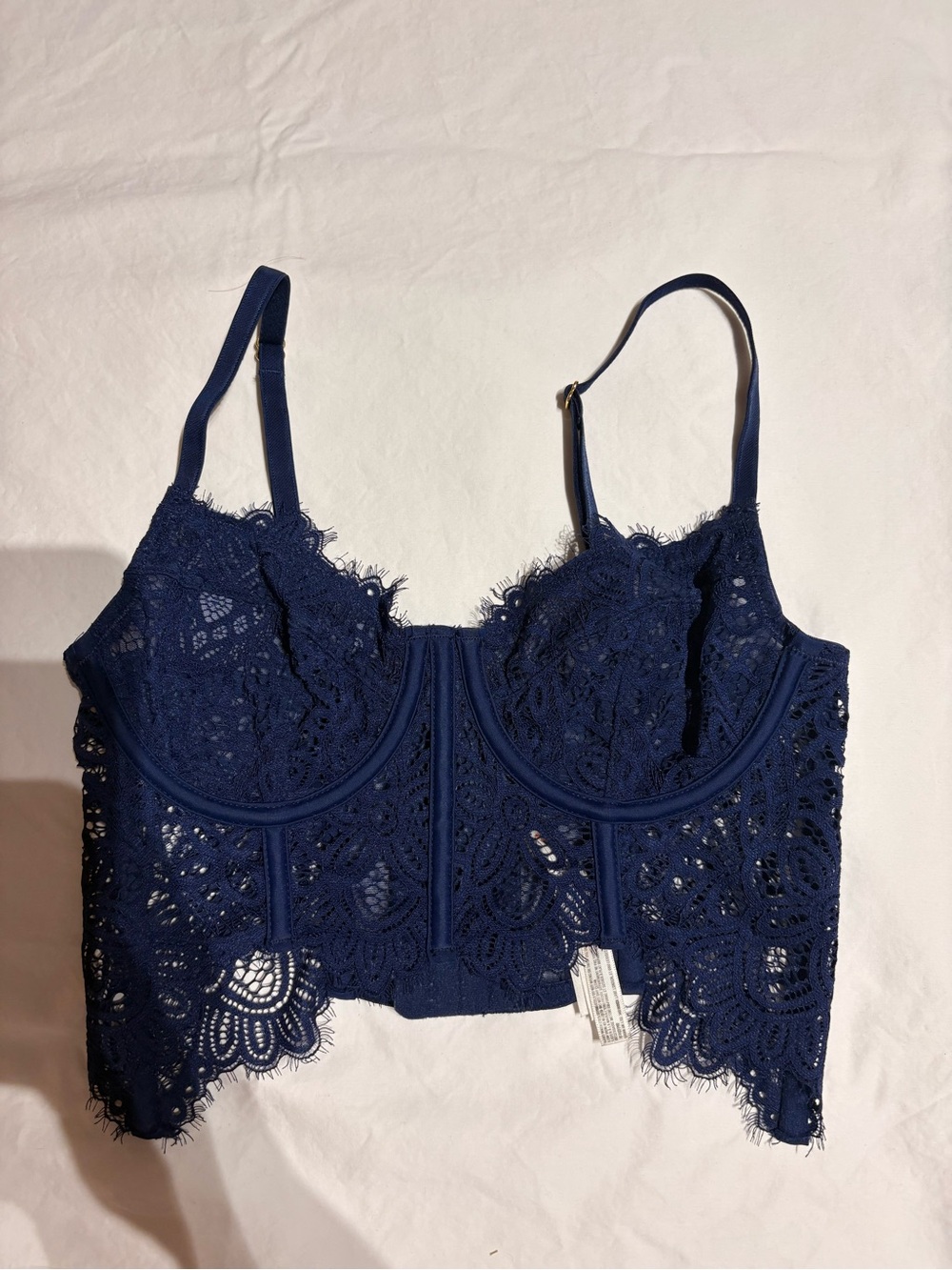 Anthropologie Navy Lace Underwire Corset Bra Top